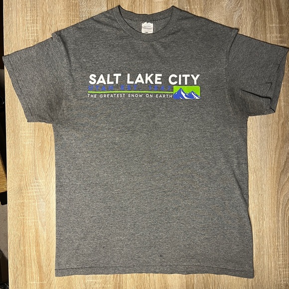 Salt Lake City The Greatest Snow on Earth Gray Shirt M - Picture 1 of 1